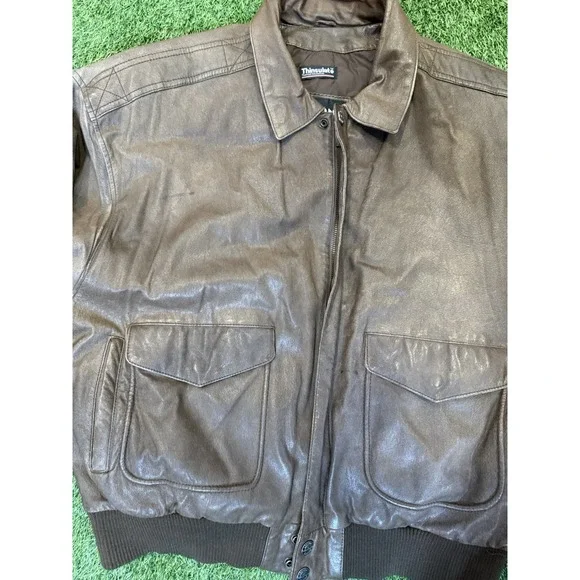 Vintage Wilsons Jacket Mens XL Brown Leather Bomber Aviator Flyers Full Zip - Picture 15 of 16